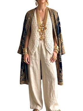 Vintage 90s Y2K pure cotton beige crochet sleeveless knit sweater vest M